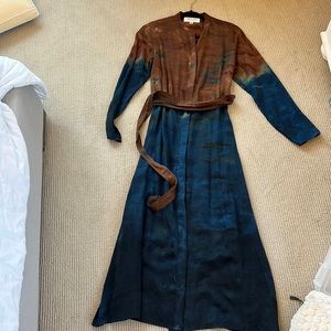 Maxi Brown and navy Anthropologie dress